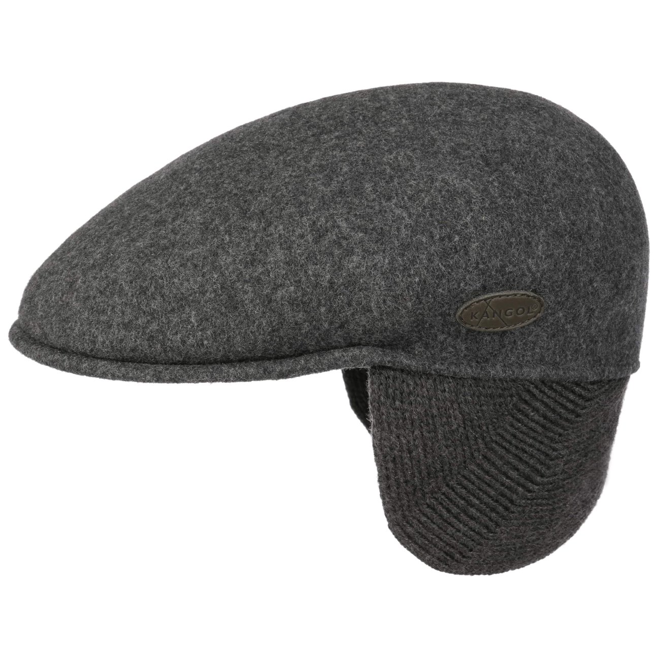 Kangol Men's Anthracite 504 Flat Cap With Ear Flaps By