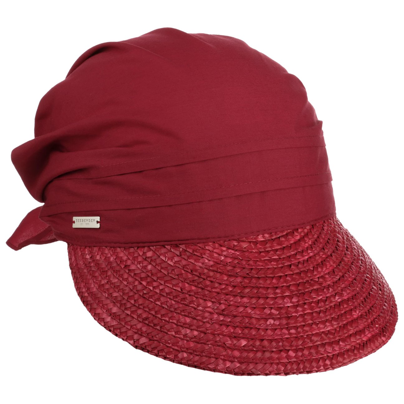 Seeberger Unisex Dark Red Ansali Straw Visor Cap By