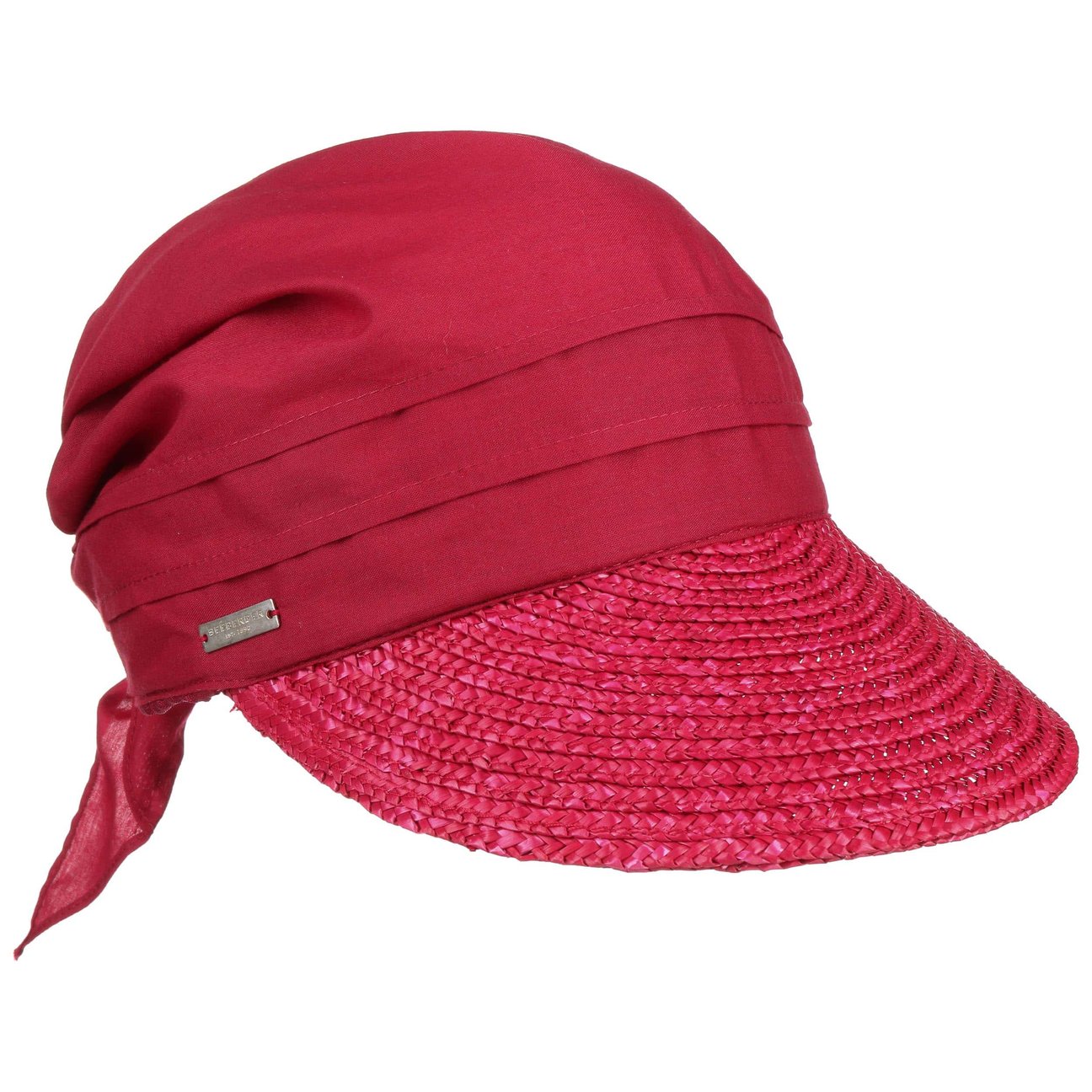 Seeberger Unisex Red Ansali Straw Visor Cap By