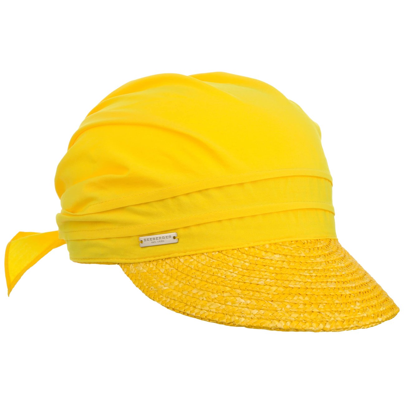 Seeberger Unisex Yellow Ansali Straw Visor Cap By