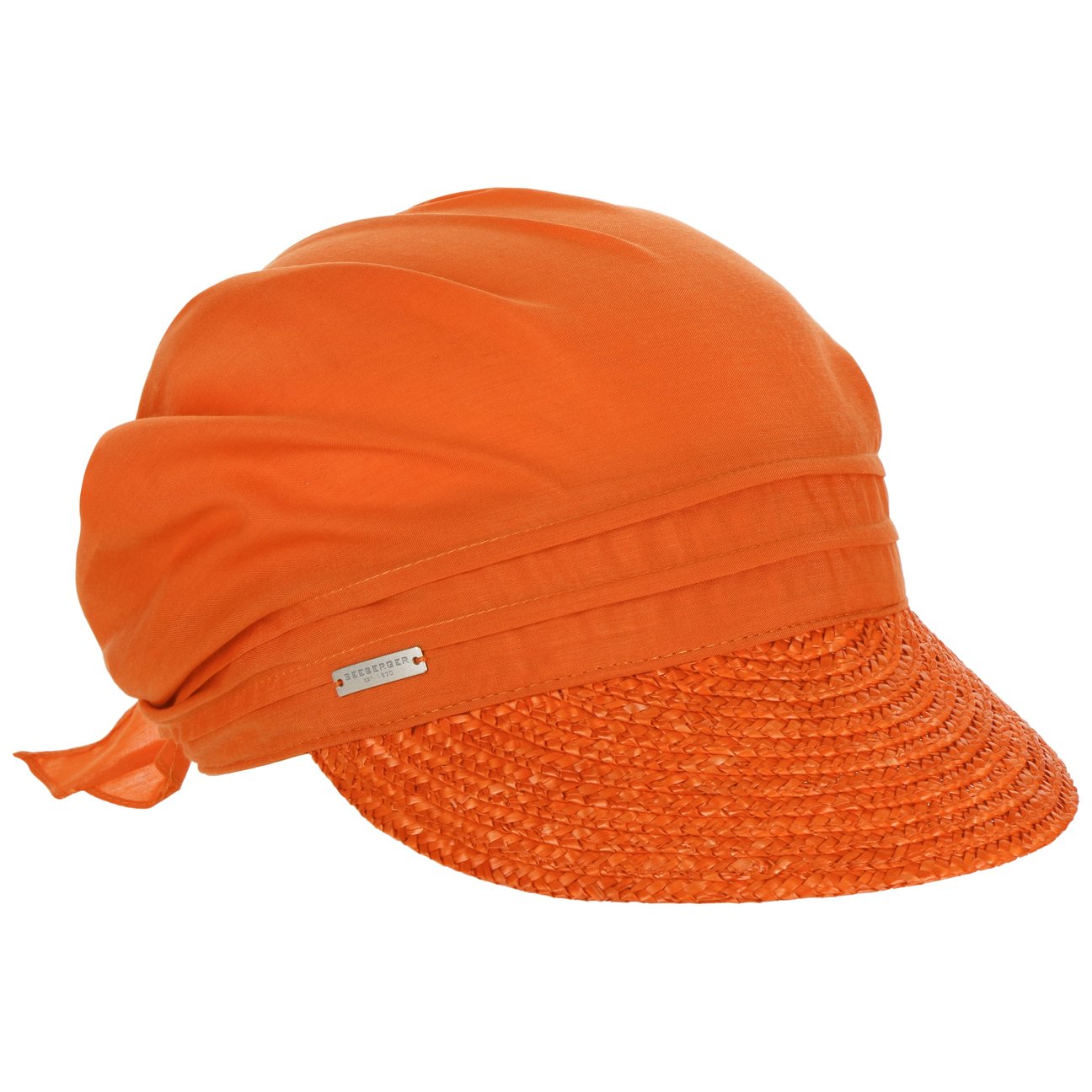 Seeberger Unisex Orange Ansali Straw Visor Cap By