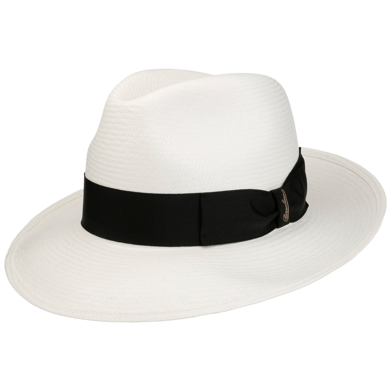 Borsalino Women's Nature-Black Big Brim Bogart Panama Hat By
