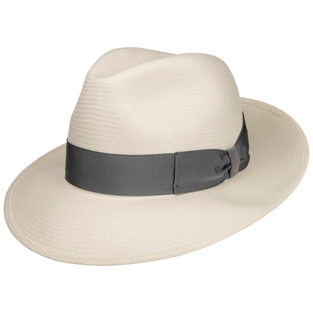 Borsalino Women's Nature-Grey Big Brim Bogart Panama Hat By