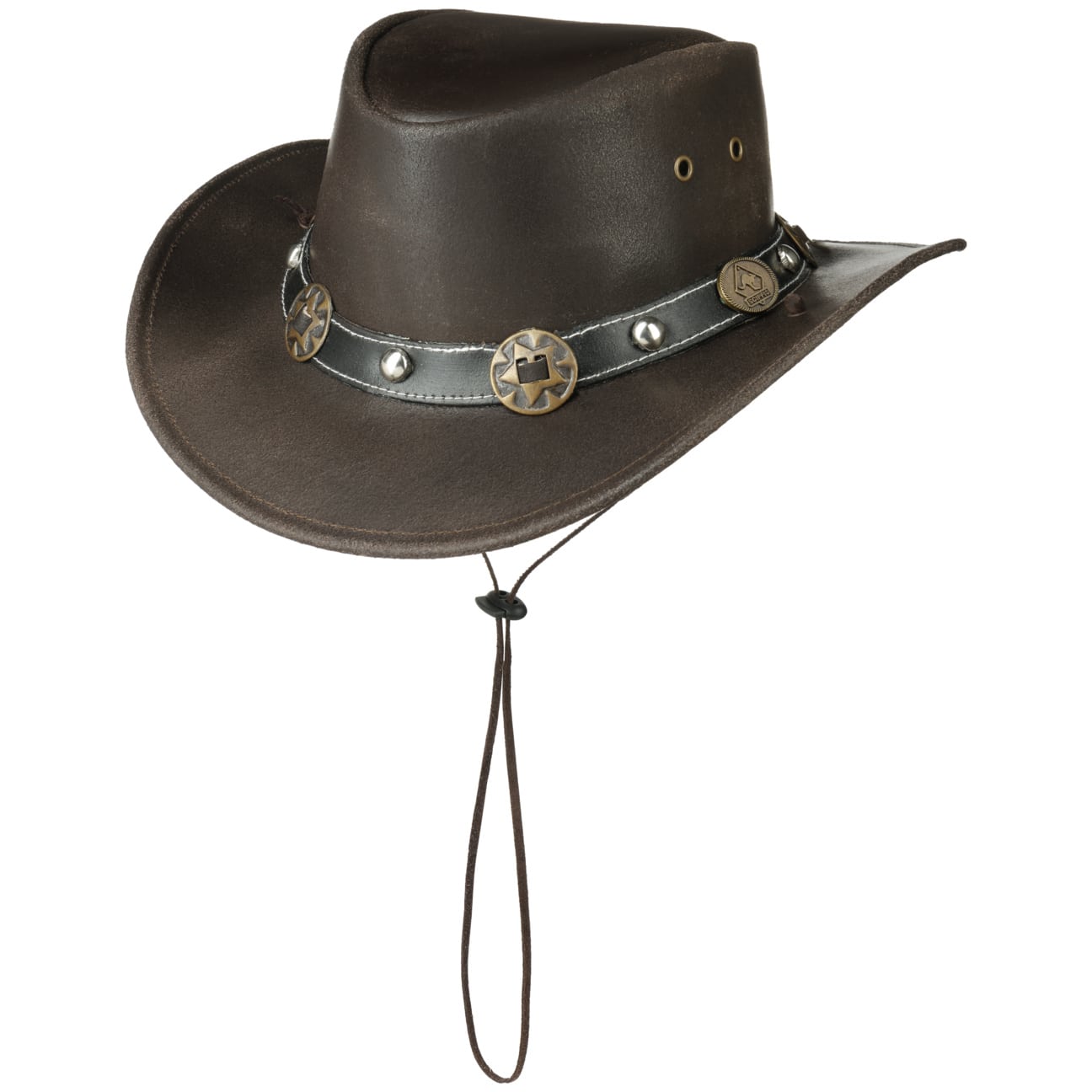 Scippis Women's Brown Concho Leather Hat By