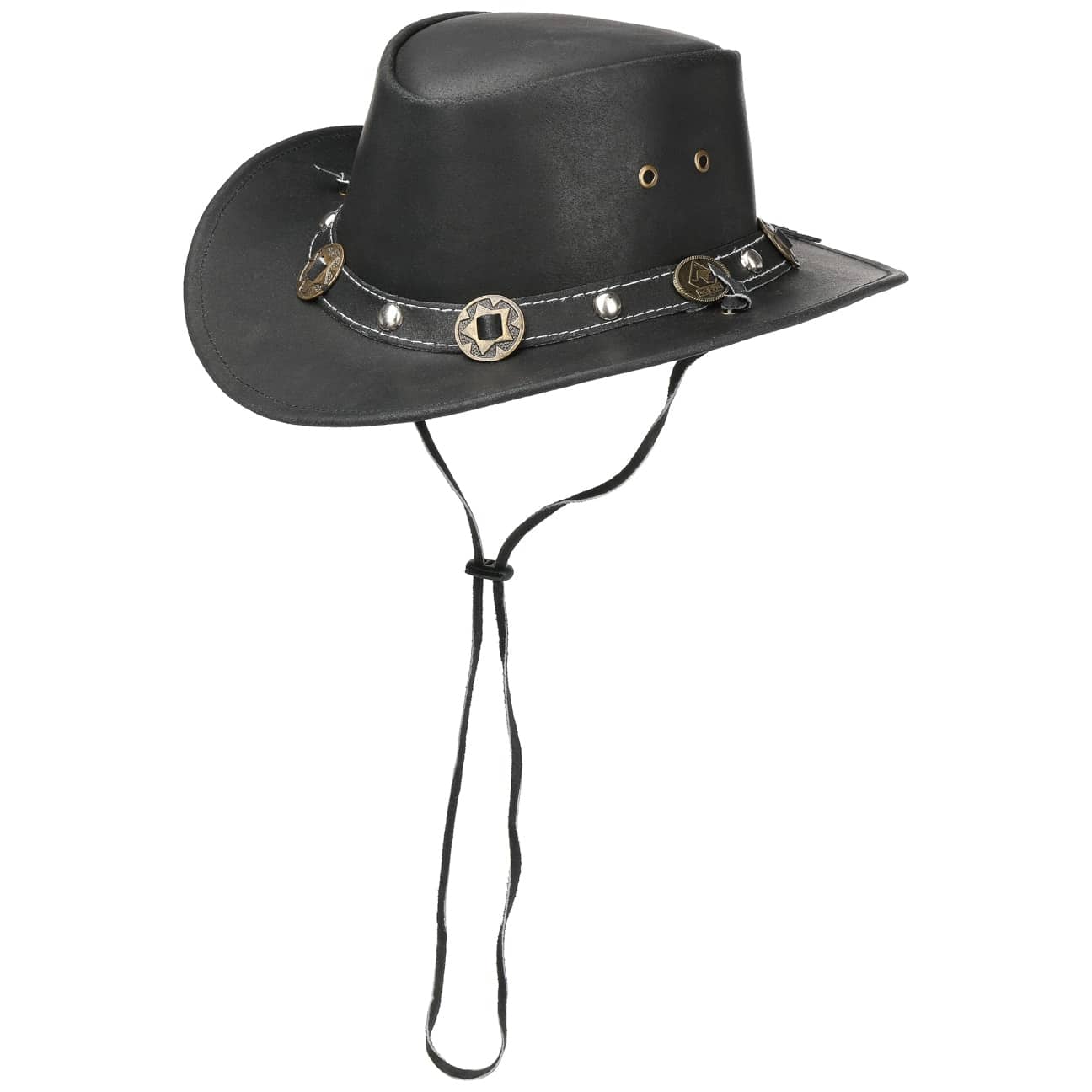 Scippis Women's Black Concho Leather Hat By