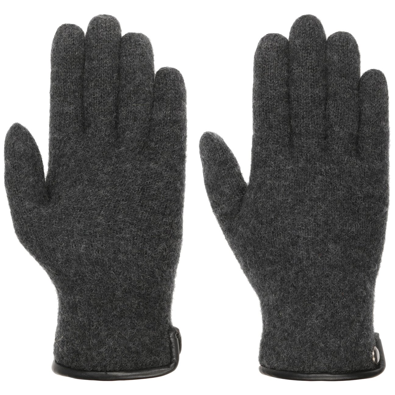 Roeckl Women's Anthracite Milled Wool Gloves With Leather By