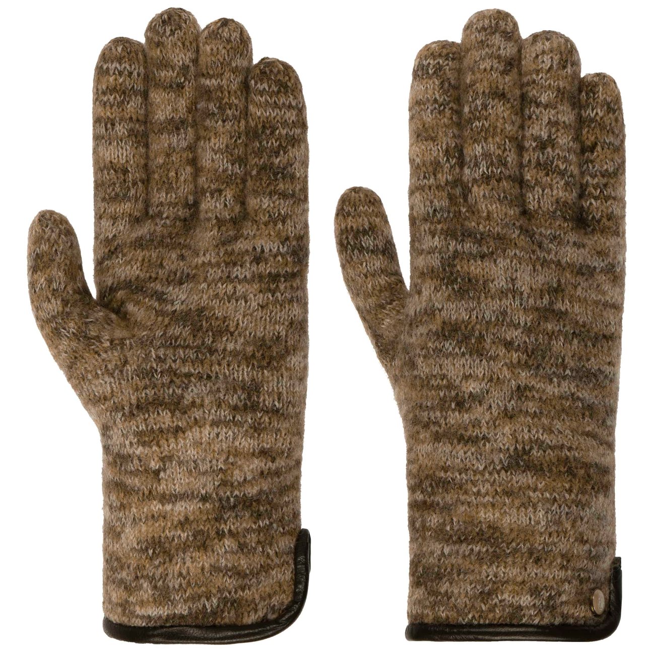 Roeckl Women's Beige-Mottled Milled Wool Gloves With Leather By