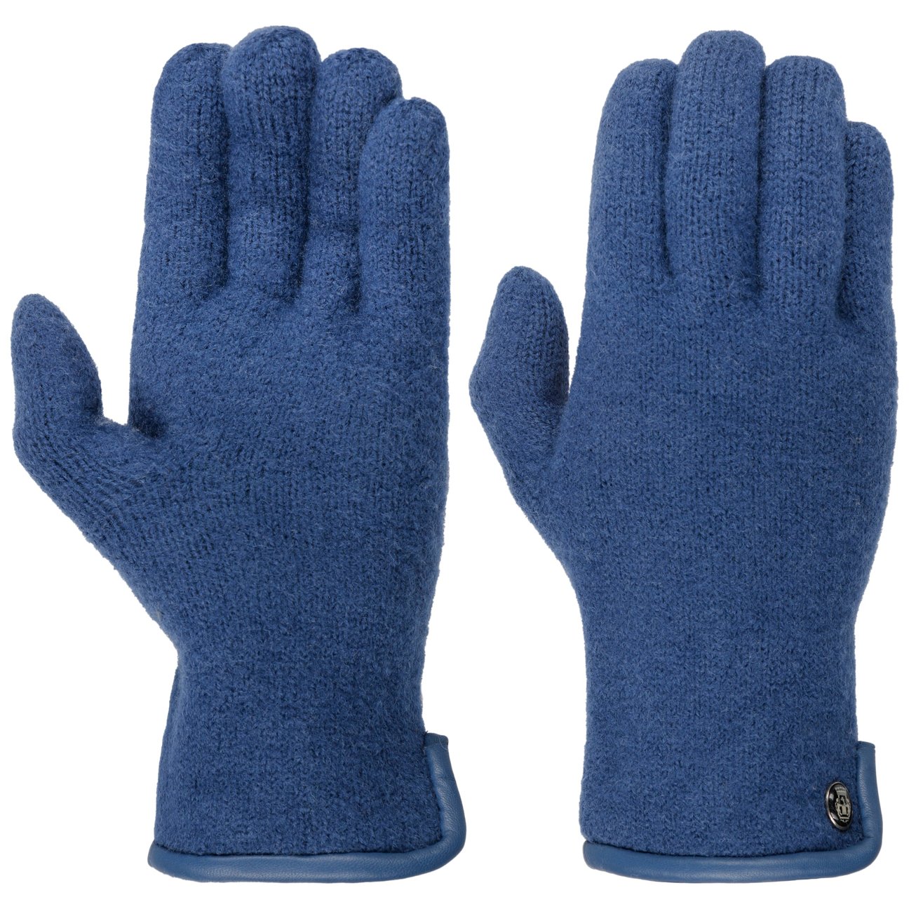 Roeckl Women's Royal-Blue Milled Wool Gloves With Leather By