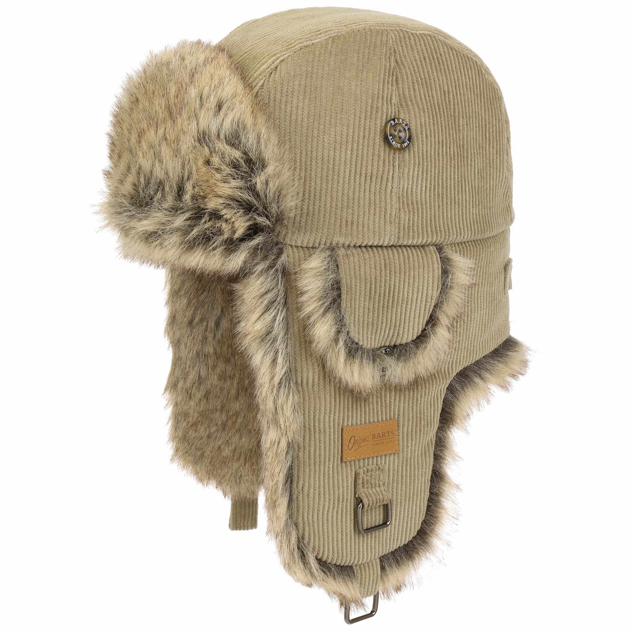 Barts Men's Beige Rip Bomber Corduroy Trapper Hat By