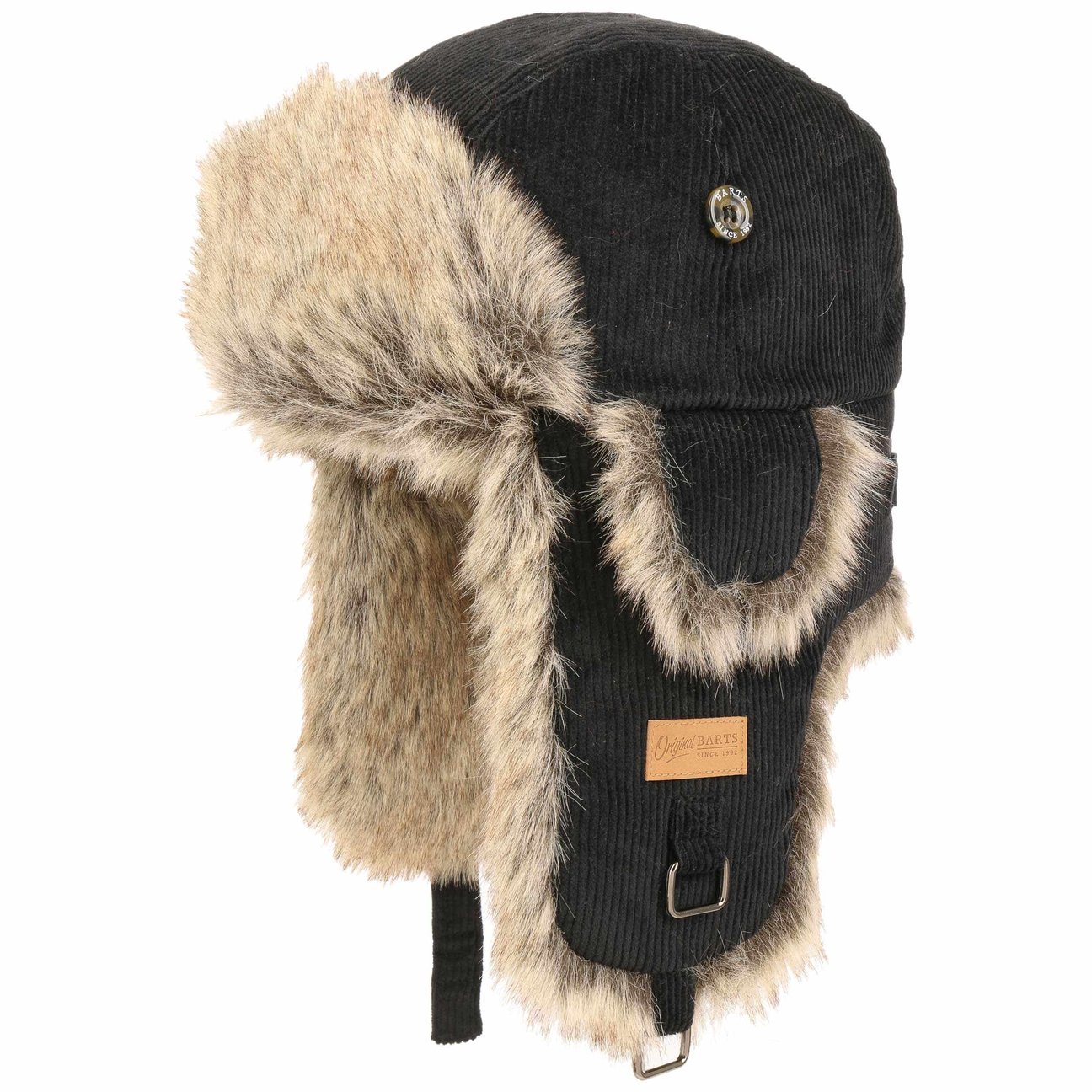 Barts Men's Black Rip Bomber Corduroy Trapper Hat By - Image 4