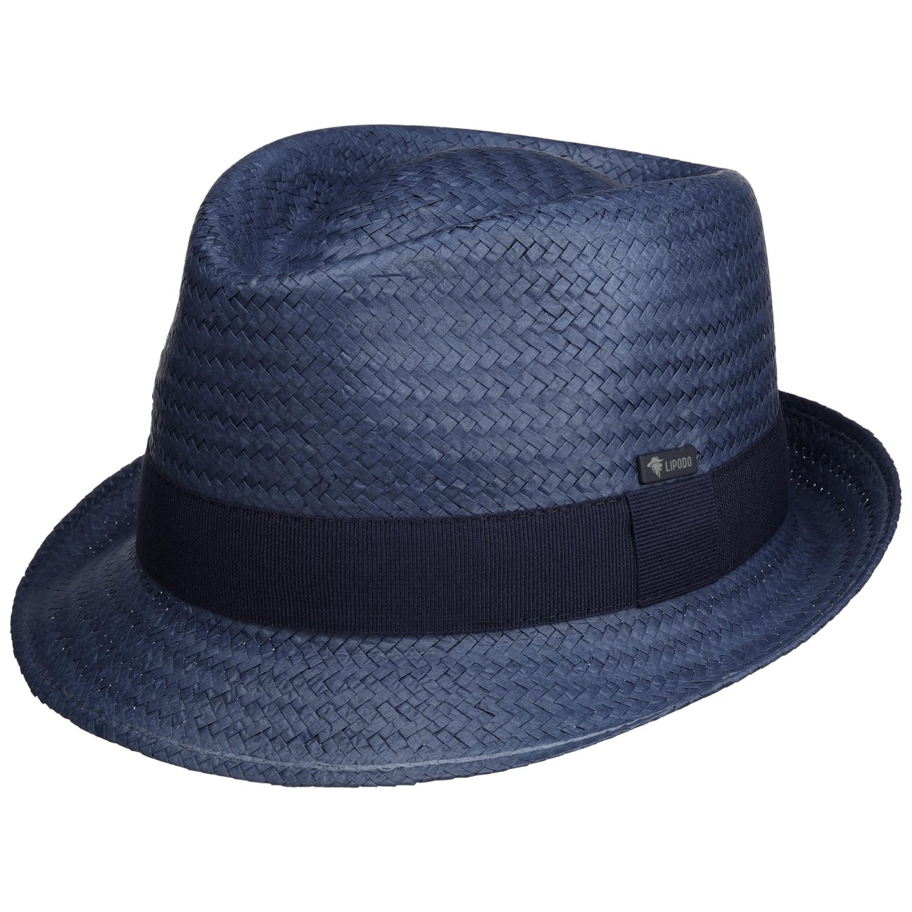 Lipodo Unisex Blue Málaga Trilby Straw Hat By