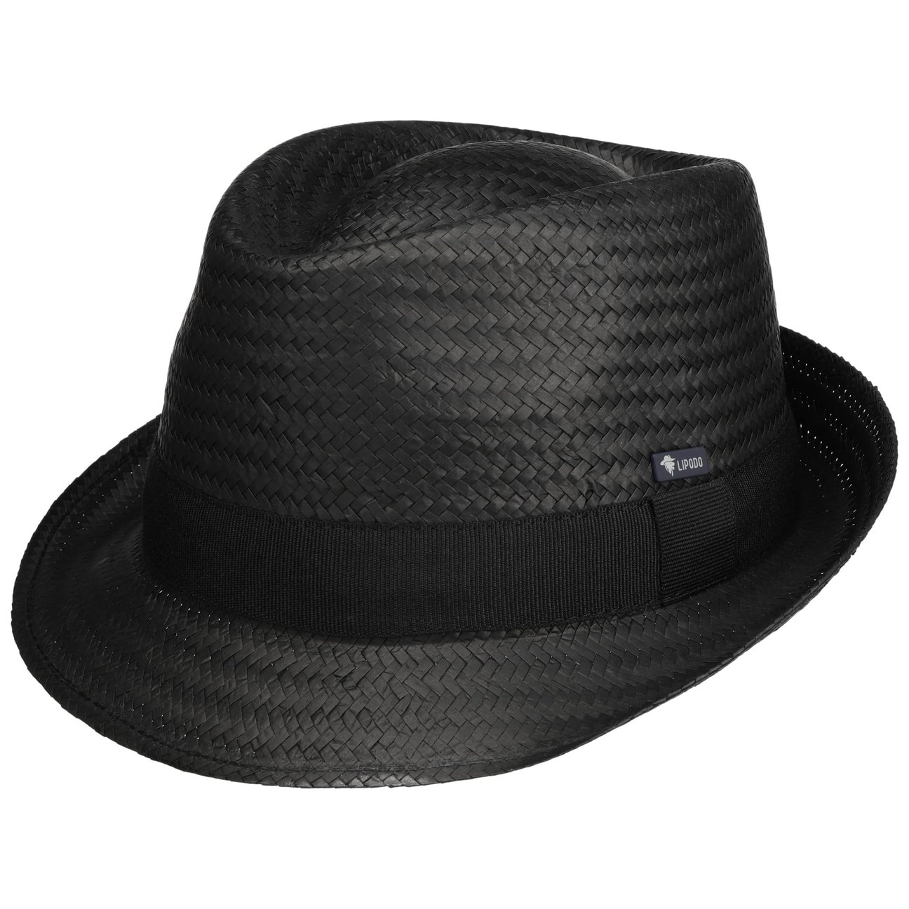 Lipodo Unisex Black Málaga Trilby Straw Hat By