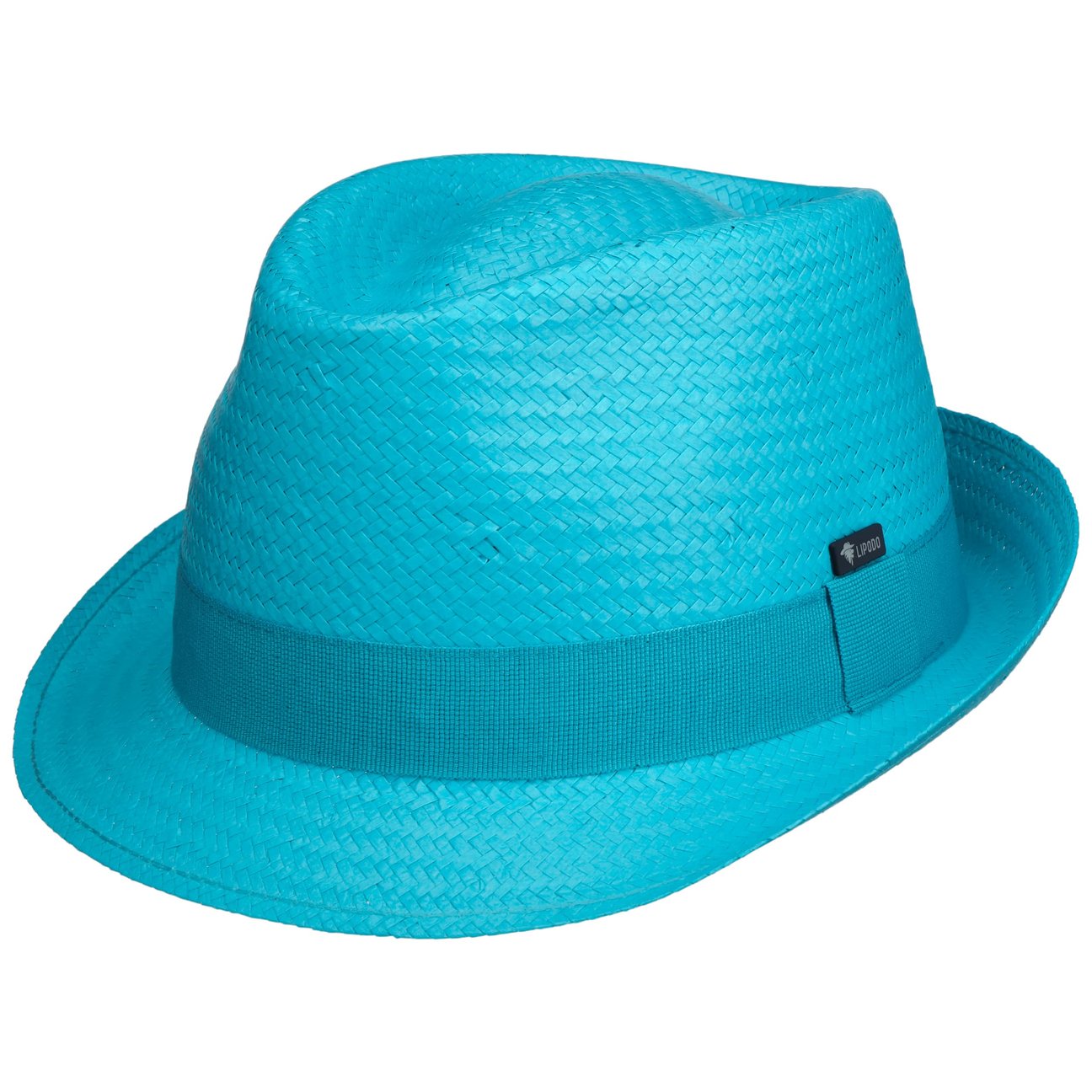 Lipodo Unisex Turquoise Málaga Trilby Straw Hat By