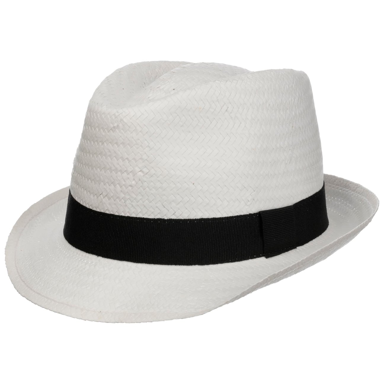 Lipodo Unisex White Málaga Trilby Straw Hat By