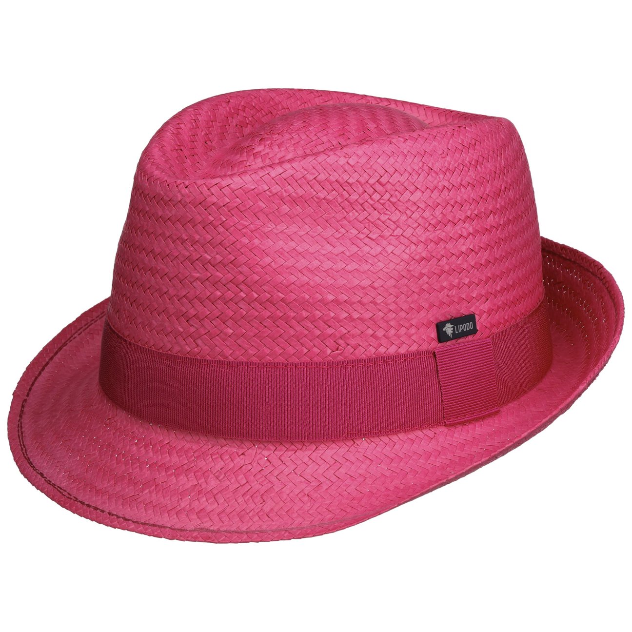 Lipodo Unisex Fuchsia Málaga Trilby Straw Hat By