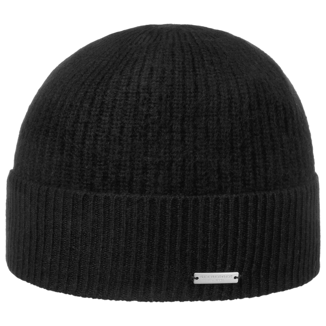 Seeberger Women's Black Sporty Cashmere Hat With Cuff By