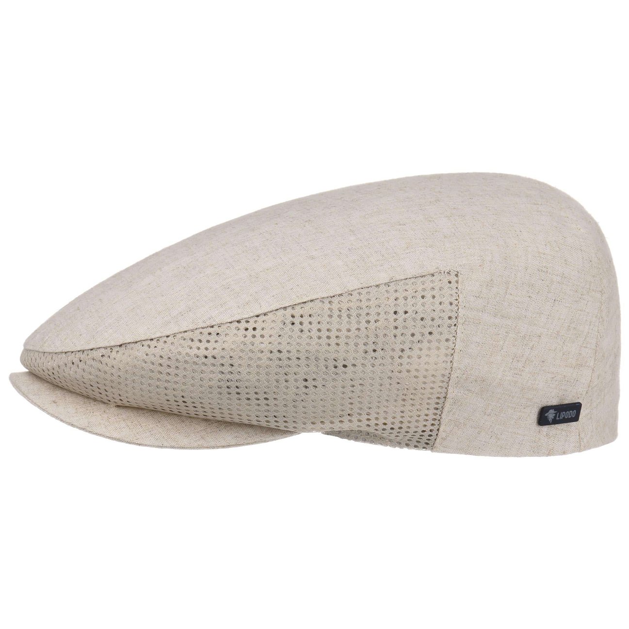 Lipodo Unisex Beige Linen Flat Cap With Mesh By