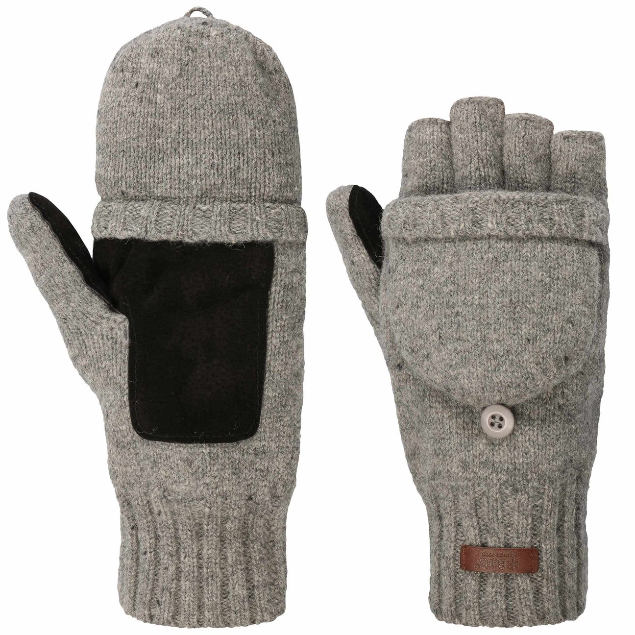 Barts Men's Grey Haakon Fingerless Wool Gloves By