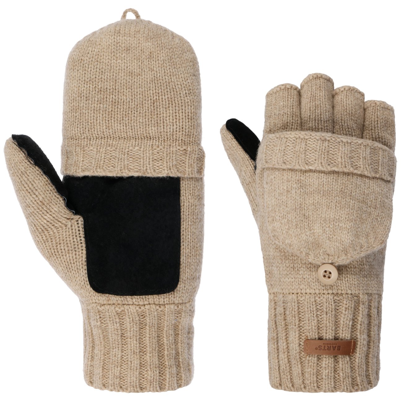 Barts Men's Beige Haakon Fingerless Wool Gloves By