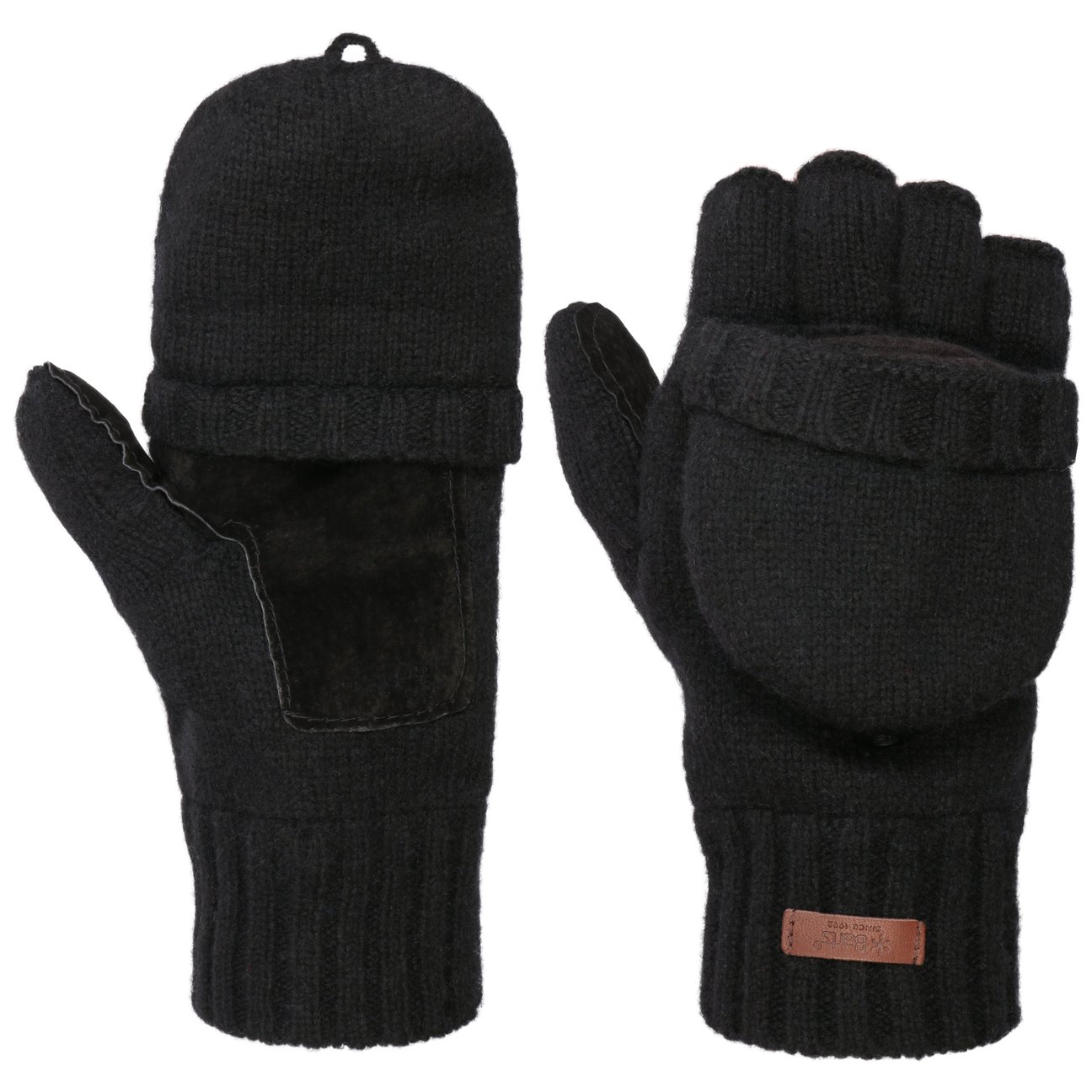 Barts Men's Black Haakon Fingerless Wool Gloves By