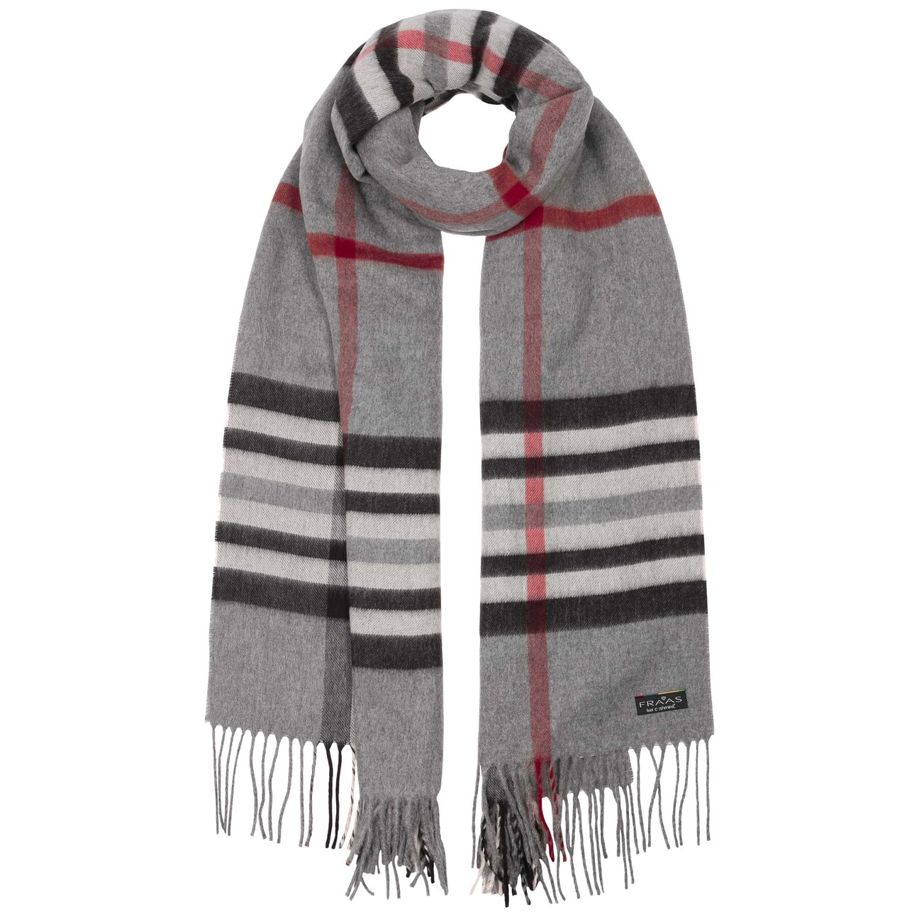 Fraas Women's Grey Cashmink Oversized Fringed Scarf By