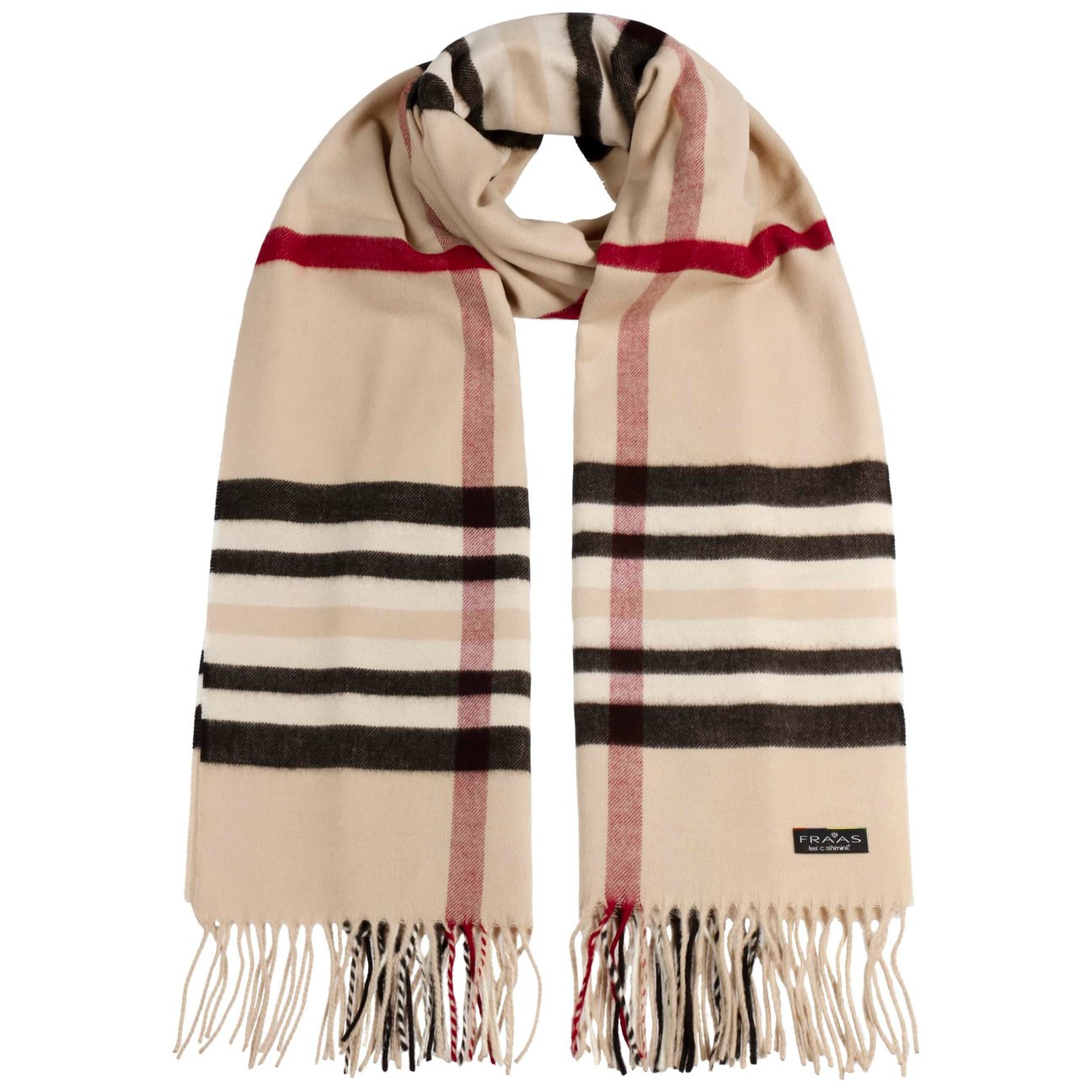 Fraas Women's Camel Cashmink Oversized Fringed Scarf By