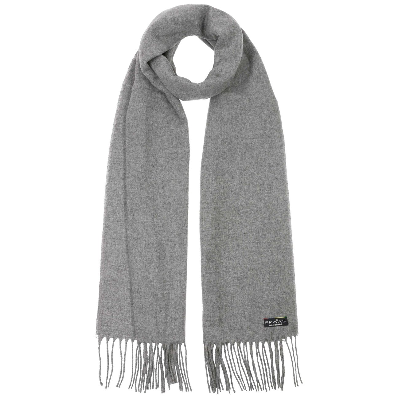 Fraas Women's Light Grey Cashmink Uni Fringed Scarf By
