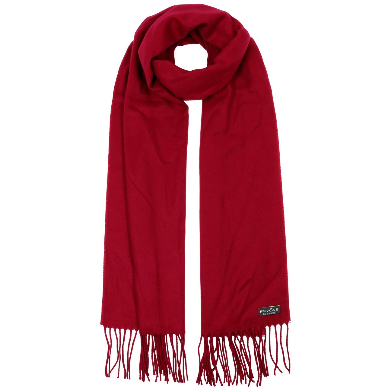 Fraas Women's Red Cashmink Uni Fringed Scarf By