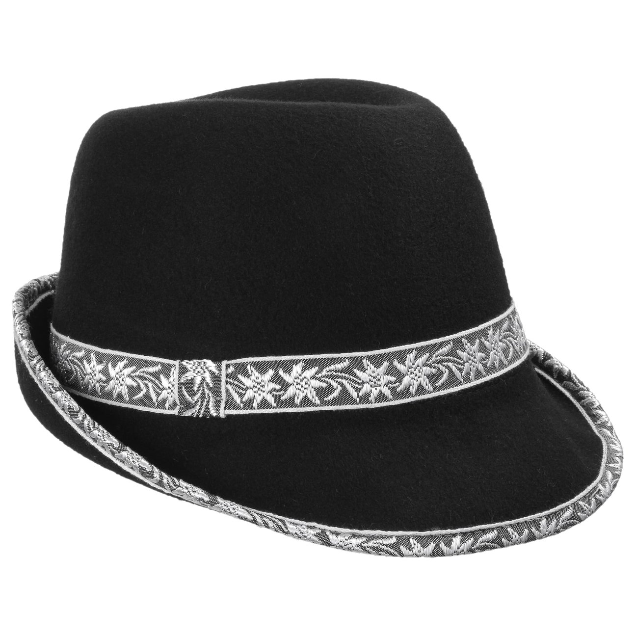 Hatshopping.co.uk Women's Grey Bavarian Hat With Edelweiss Trim