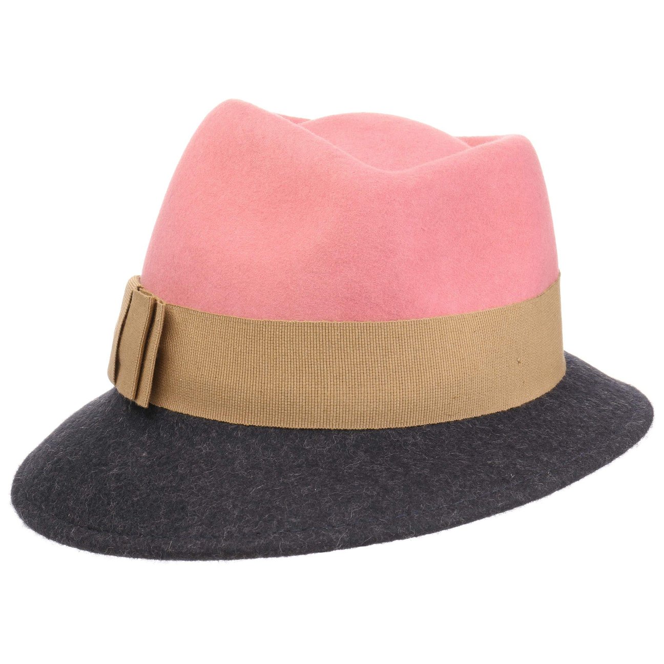 Lierys Women's Old Rose-Navy Asym Twotone Wool Felt Hat By