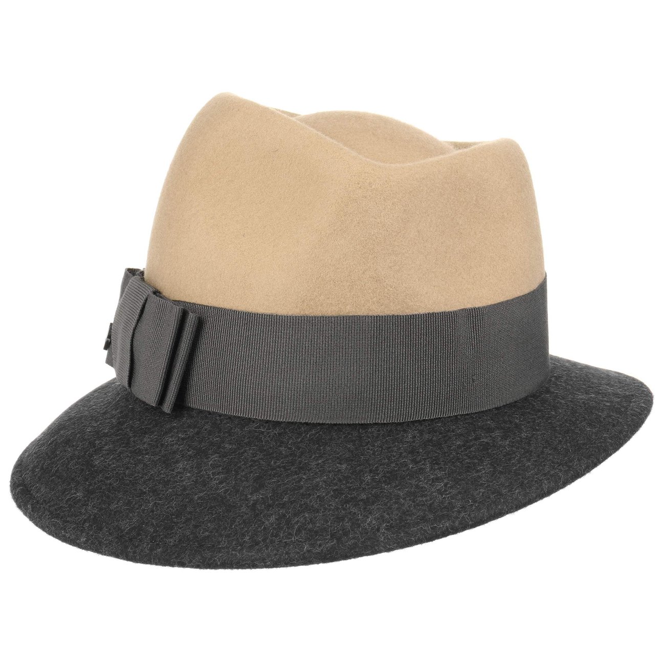 Lierys Women's Beige-Anthracite Asym Twotone Wool Felt Hat By