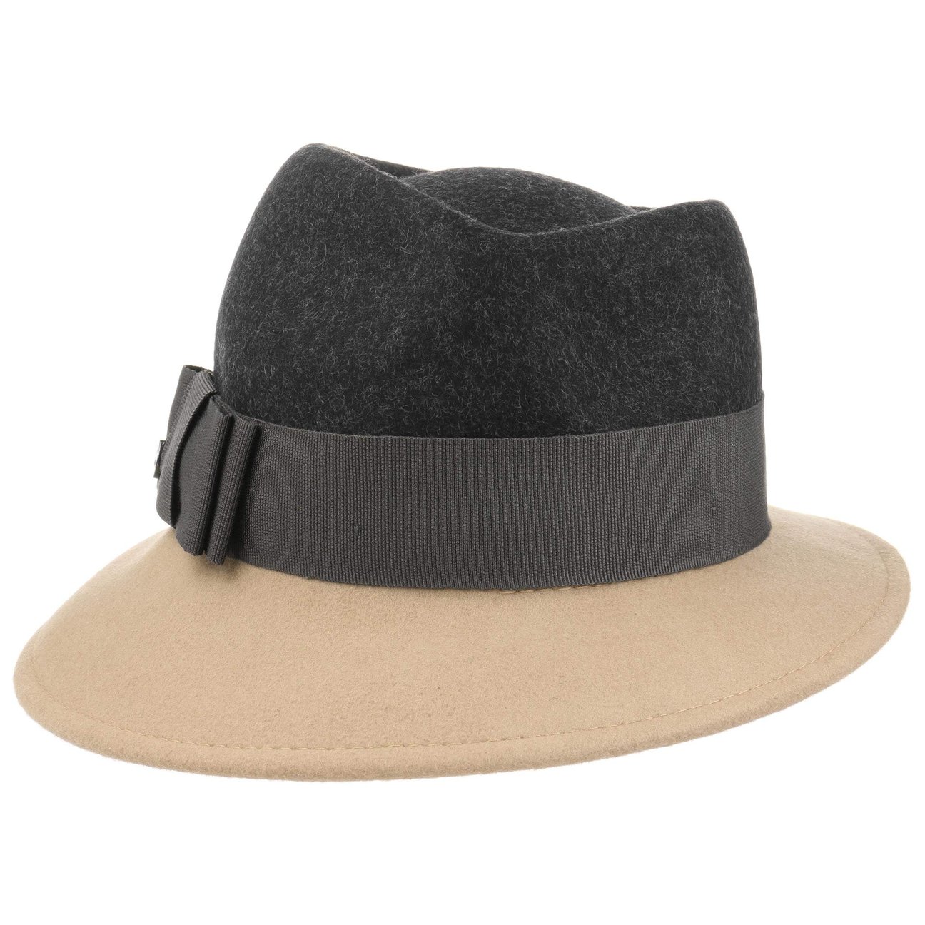 Lierys Women's Anthracite-Beige Asym Twotone Wool Felt Hat By