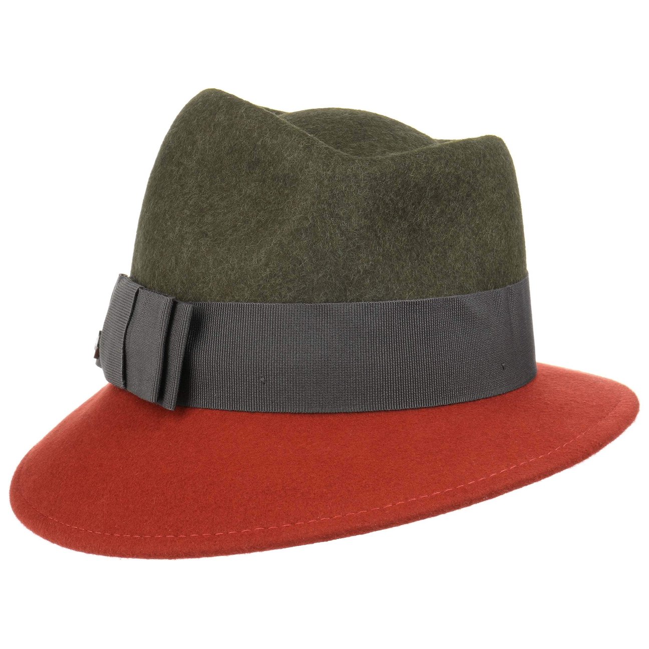 Lierys Women's Olive-Rust Asym Twotone Wool Felt Hat By