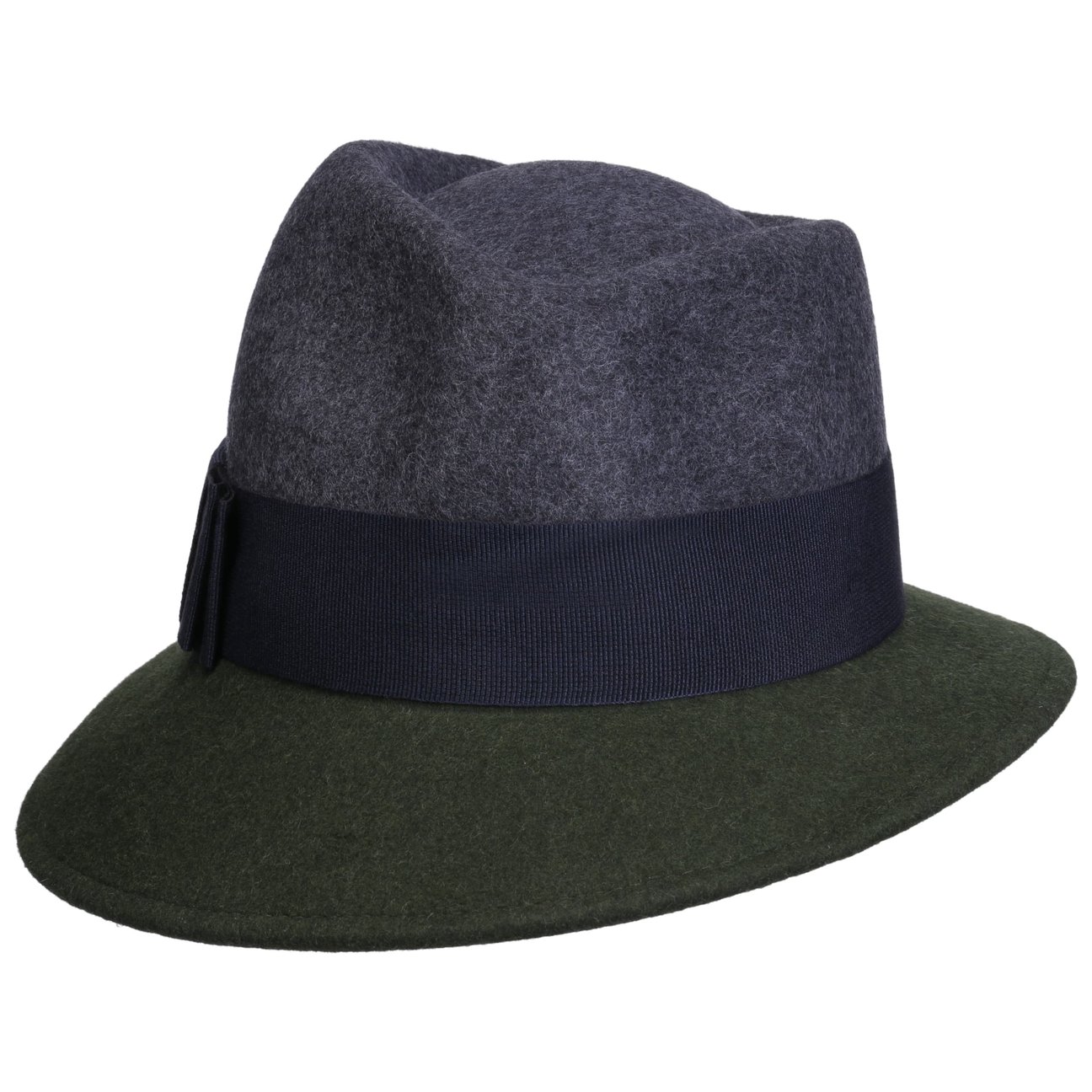 Lierys Women's Grey-Olive Asym Twotone Wool Felt Hat By