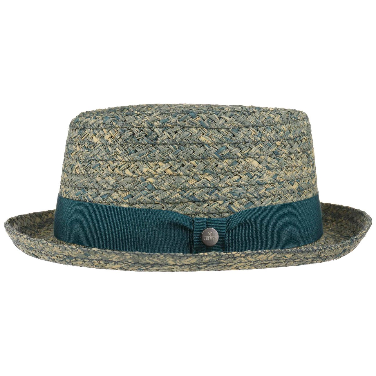 Lierys Turquoise Burney Porkpie Raffia Straw Hat By
