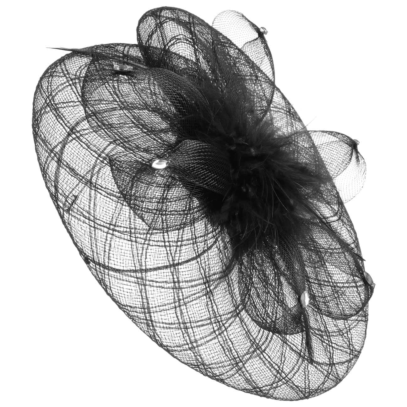 Mcburn Women's Black Crynol Fascinator With Feathers By