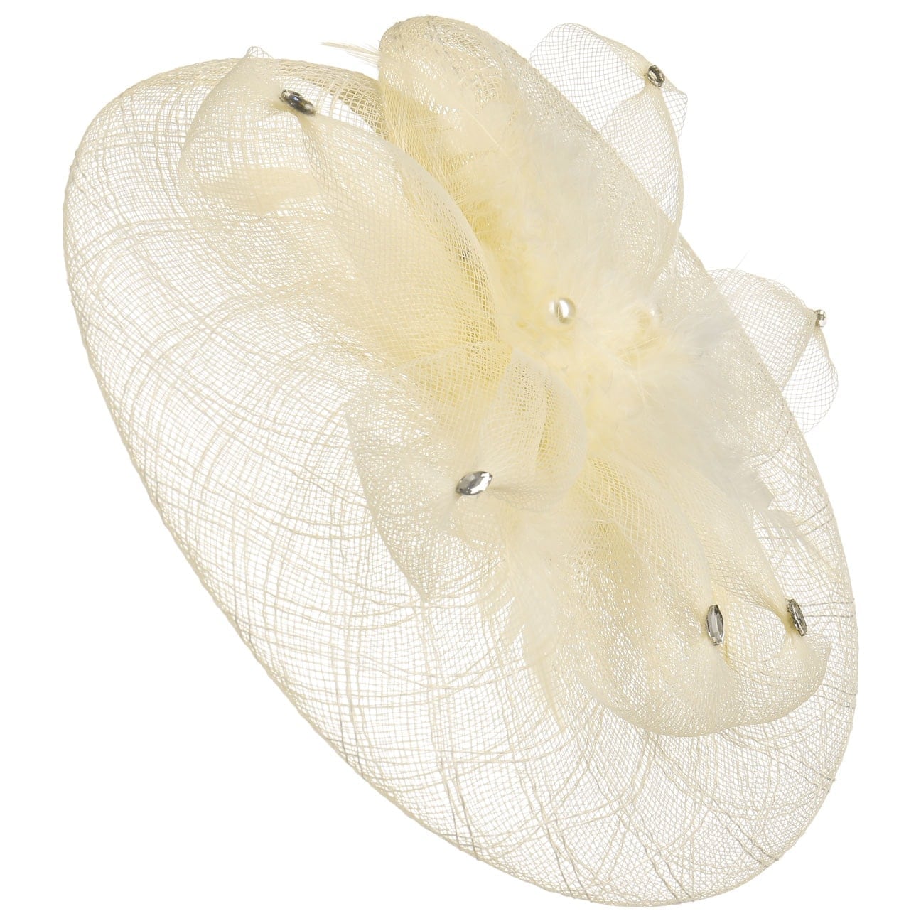 Mcburn Women's White Crynol Fascinator With Feathers By