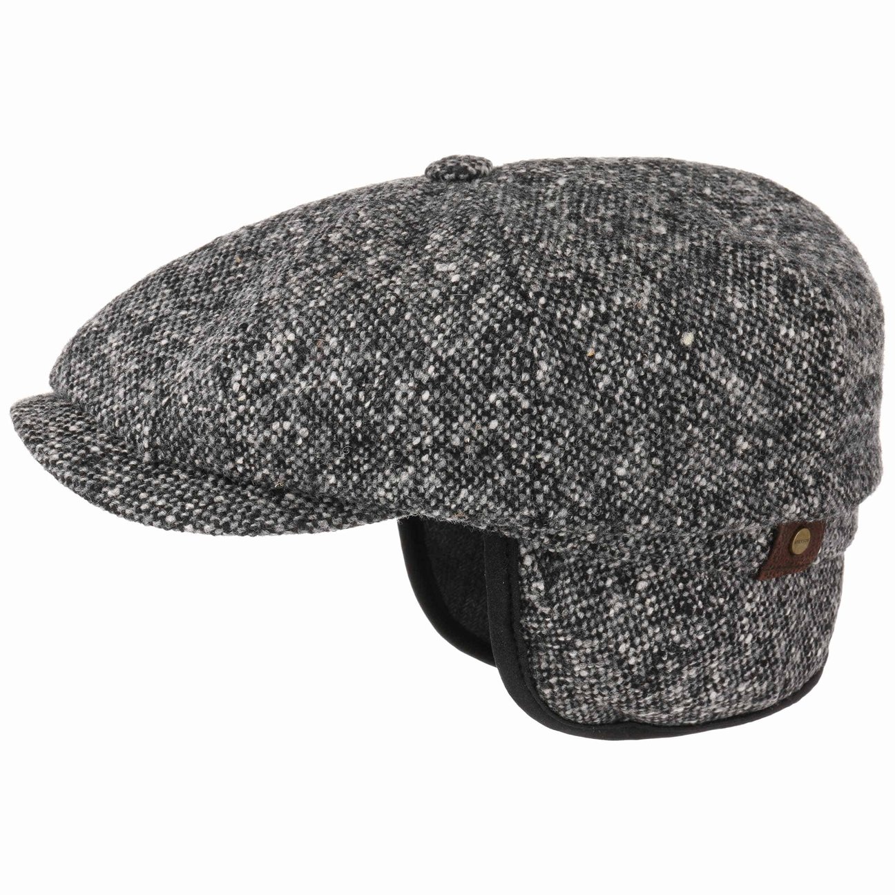 Stetson Black Hatteras Donegal Earflaps Cap By 61 Cm