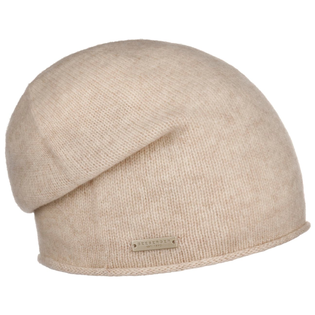 Seeberger Women's Beige Rolled Edge Cashmere Beanie By