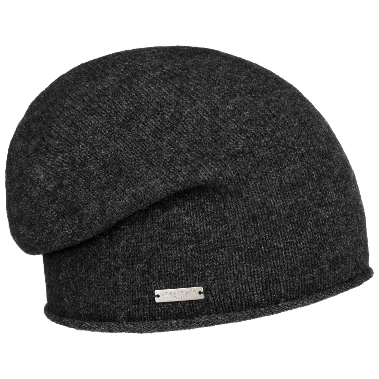 Seeberger Women's Anthracite Rolled Edge Cashmere Beanie By