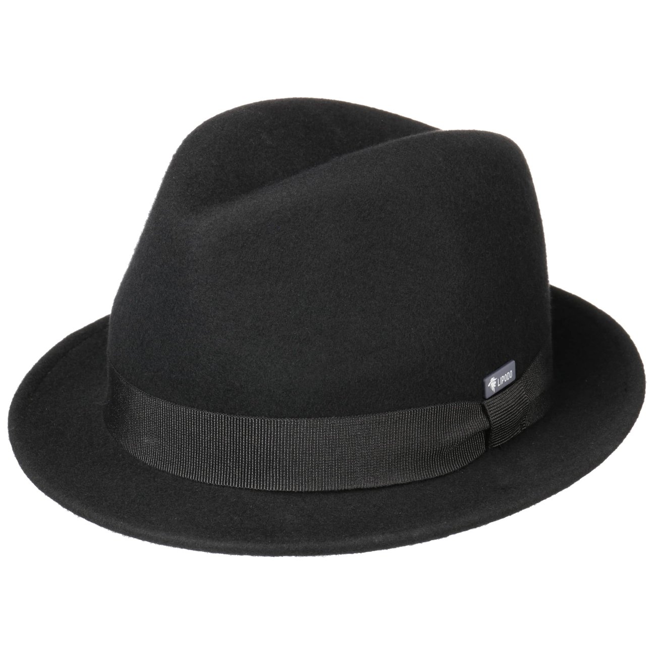 Lipodo Black-Black Kids Wool Felt Trilby Hat By