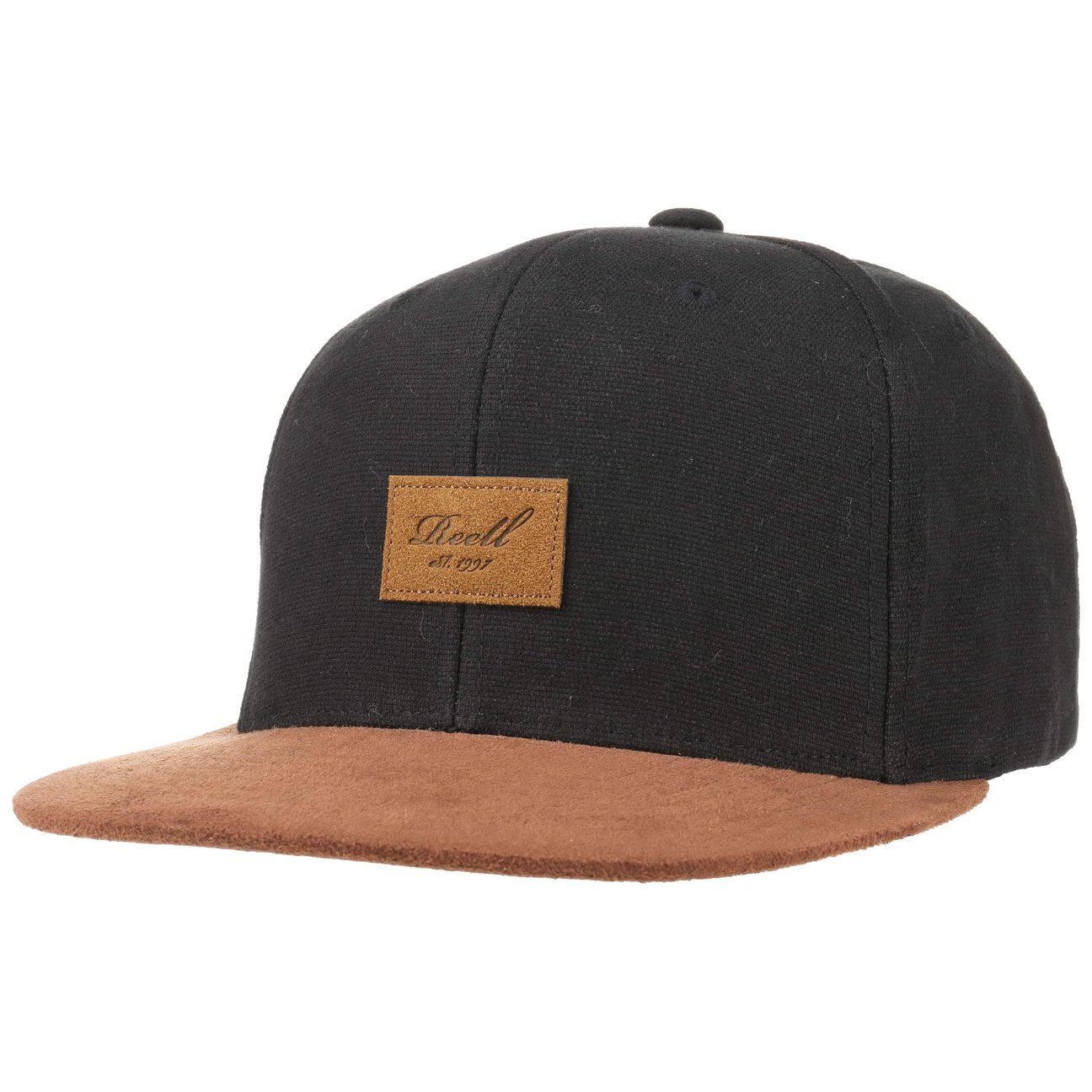 Reell Black Suede 6 Panel Snapback Cap By