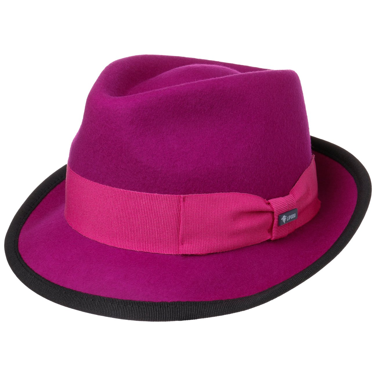 Lipodo Women's Fuchsia The Classic Wool Trilby Felt Hat By