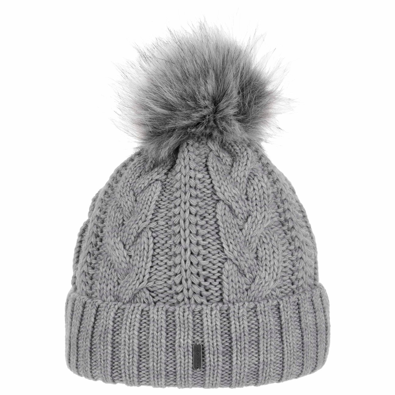 Mcburn Women's Grey Cable Knit Hat With Cuff By