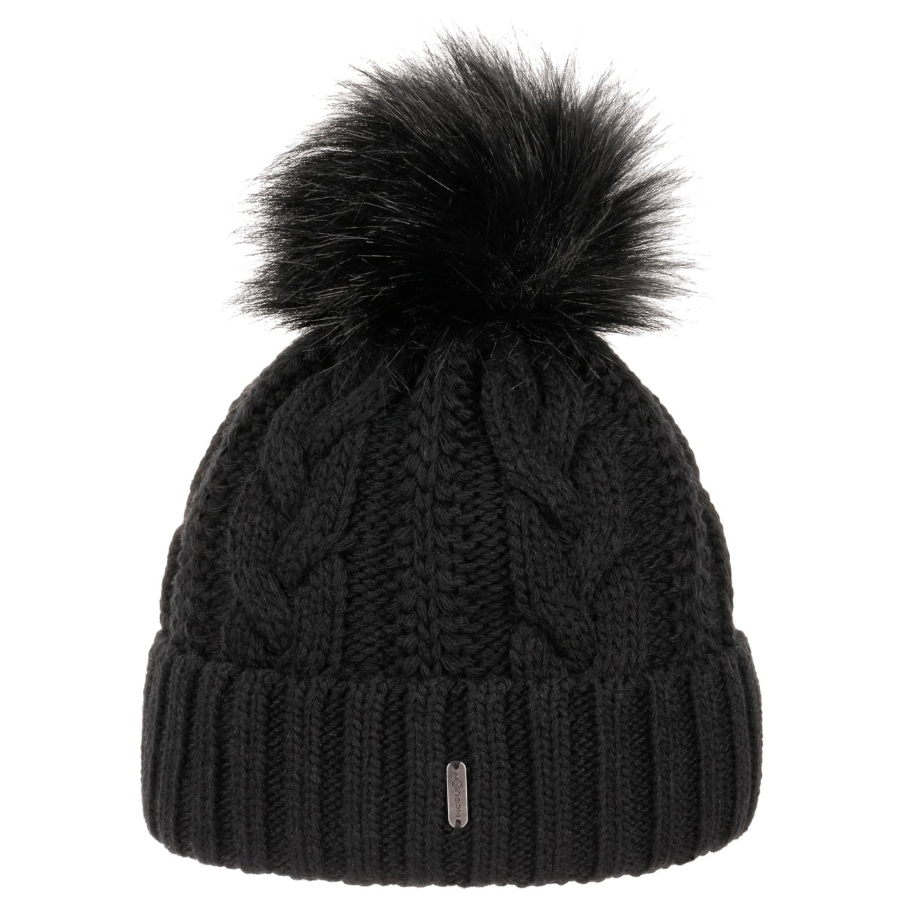 Mcburn Women's Black Cable Knit Hat With Cuff By