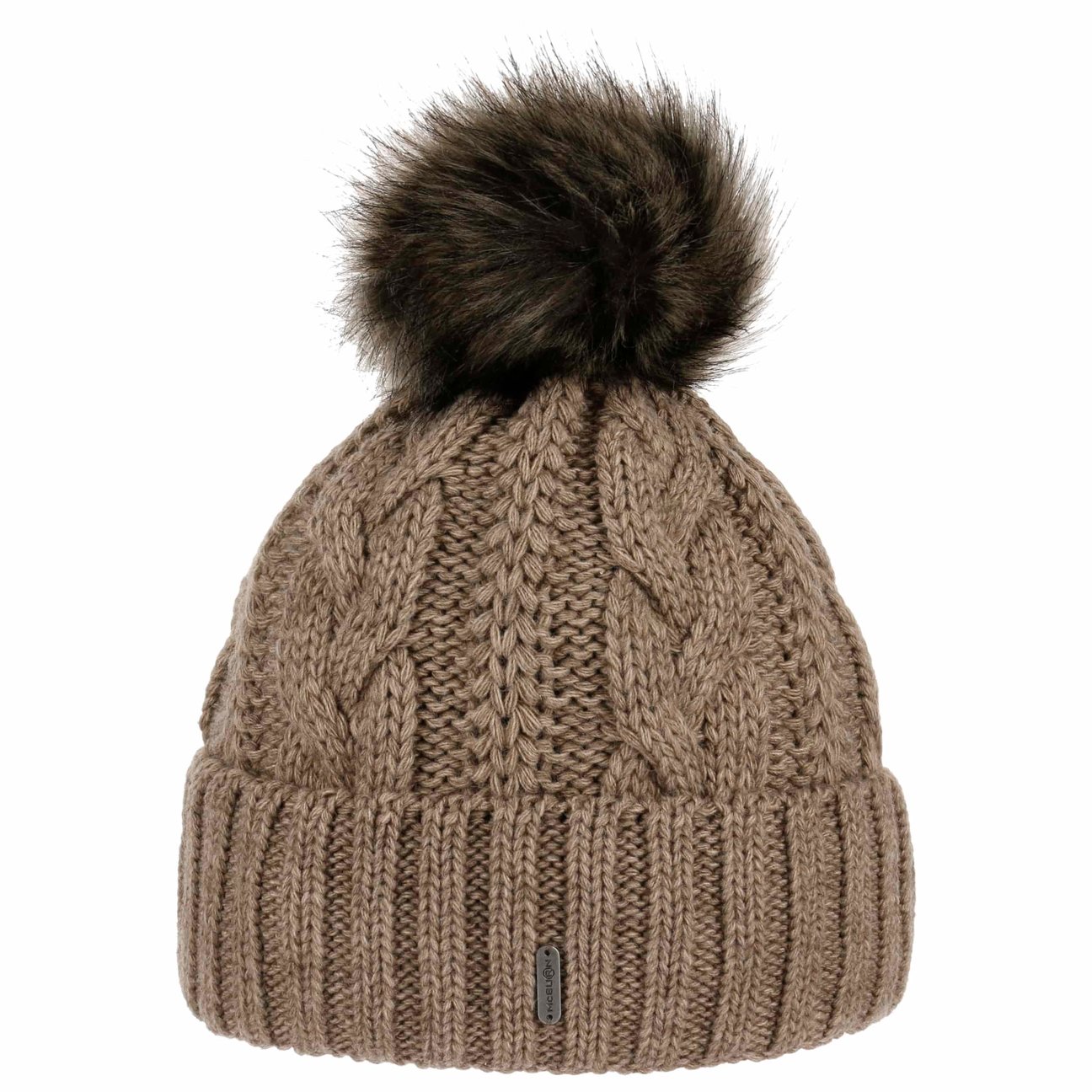 Mcburn Women's Camel Cable Knit Hat With Cuff By
