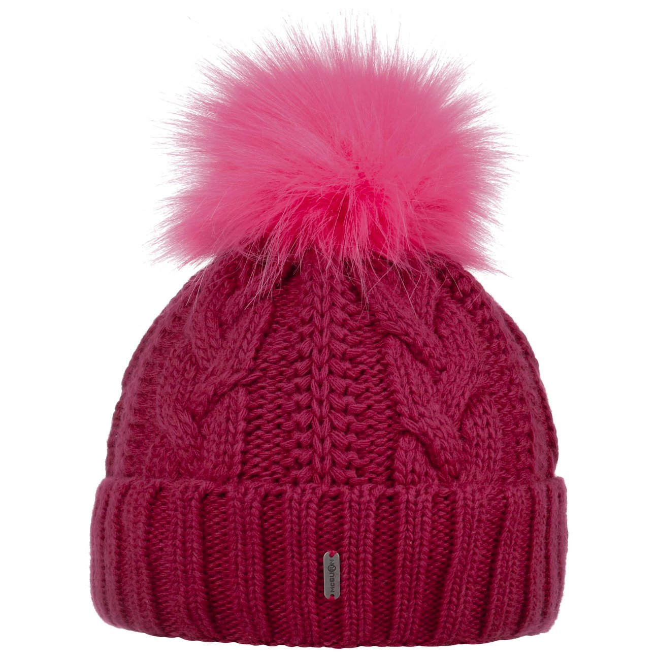 Mcburn Women's Fuchsia Cable Knit Hat With Cuff By