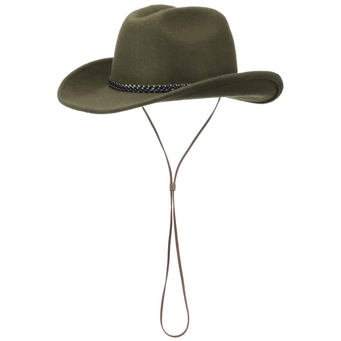 Lipodo Women's Olive Cowboy Hat With Chin Strap By