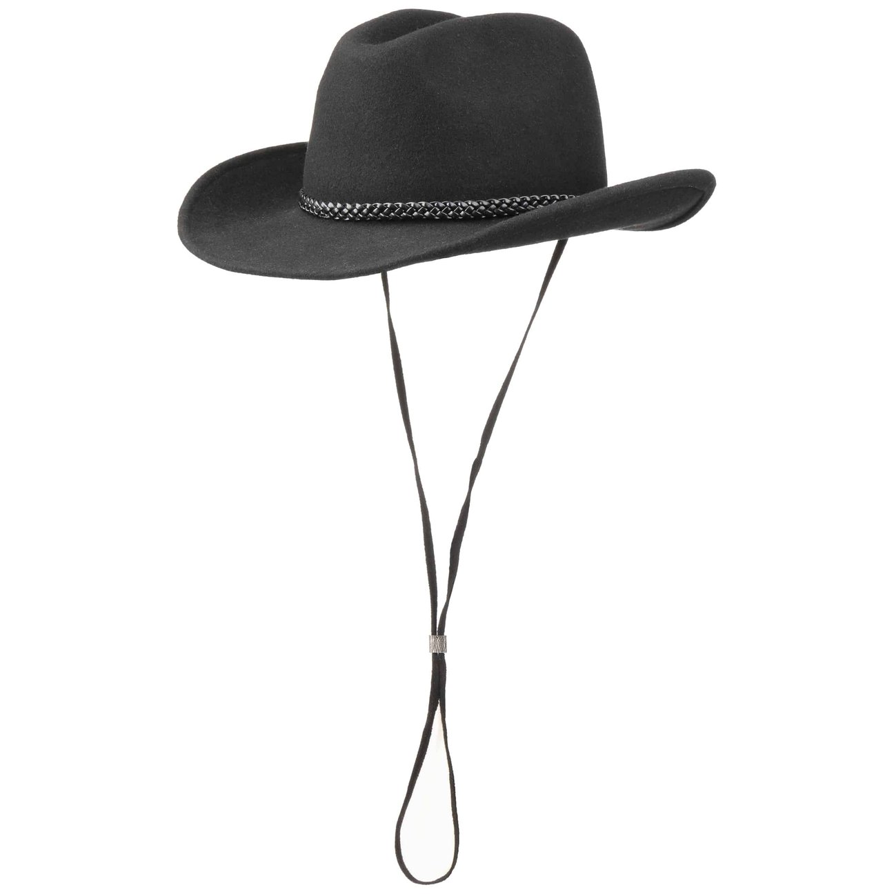 Lipodo Women's Black Cowboy Hat With Chin Strap By