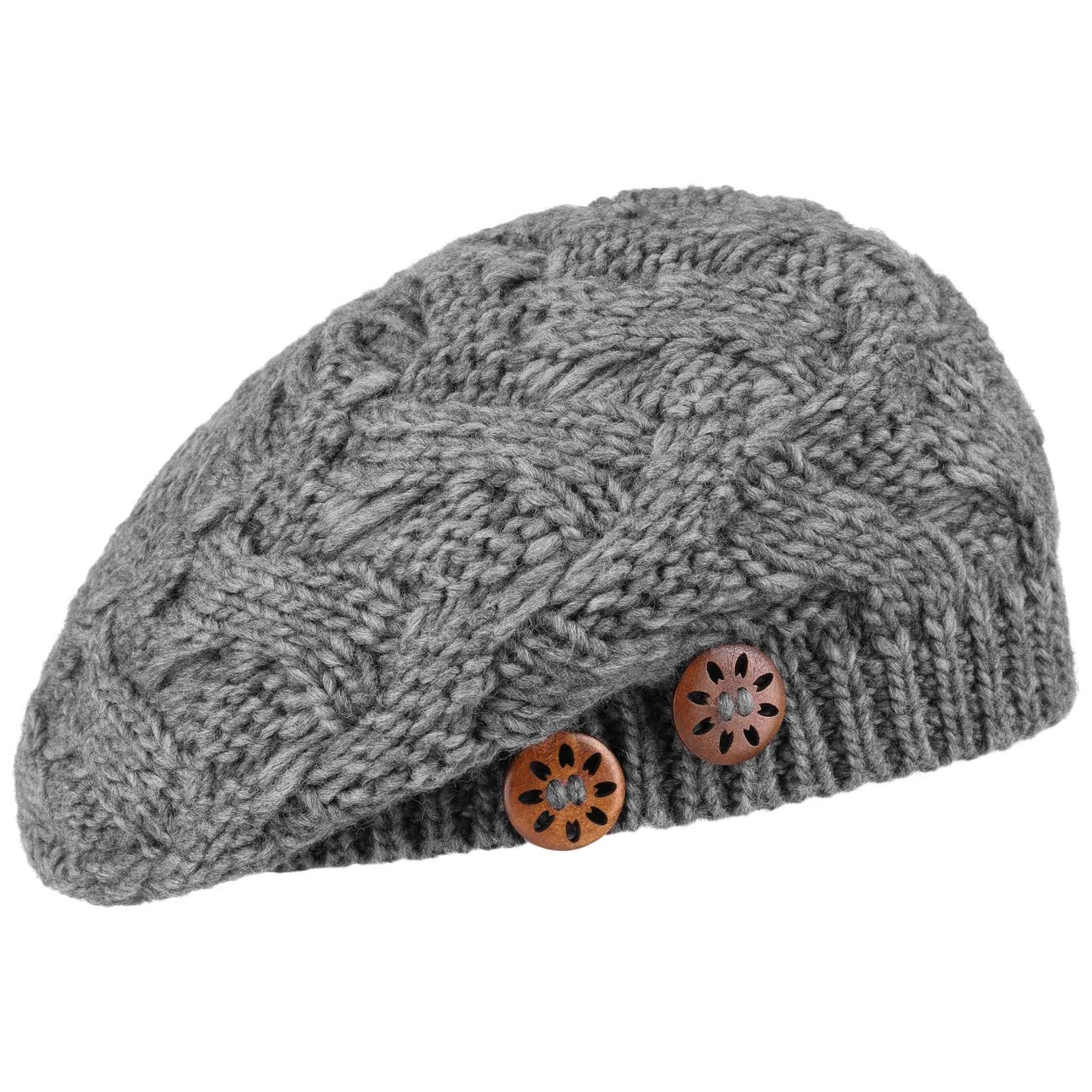 Lierys Women's Grey Jil Knit Beret With Buttons By